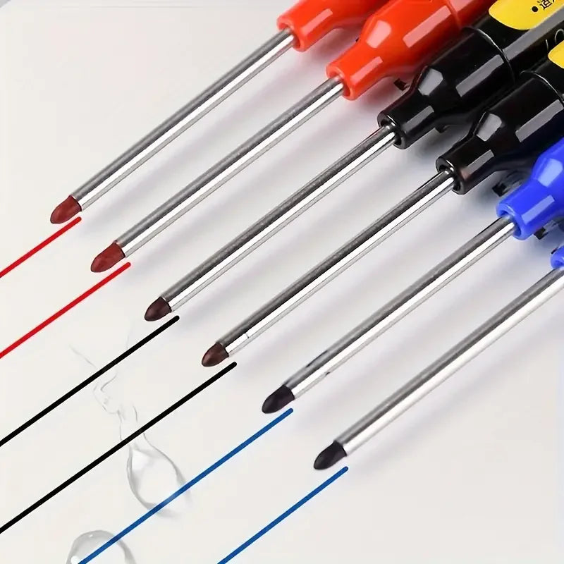 4-40Pcs White/Black/Blue/Red 45mm Deep Hole Marker Pens Long Nib Head Carpenter Pen Waterproof for Measuring Woodworking Office