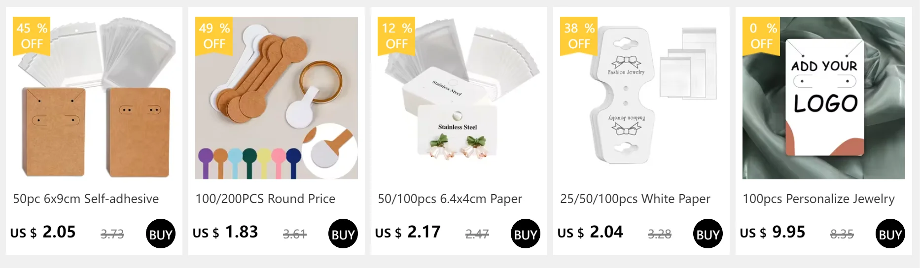 100/200PCS Round Price Tag for Jewelry Bracelet Earring Necklace Display Stand Card Packaging Sticker Self Adhesive Blank Label