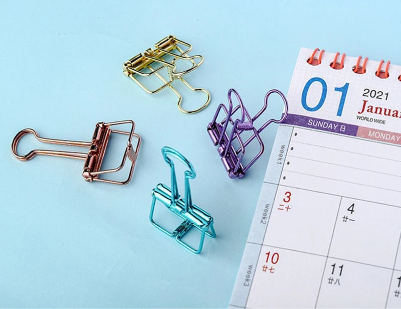 High Quality 51/32/19mm Multicolor Metal Binder Clip Clamp Paper Bookmark Clips Decorative Journal Clips School Office Supplies