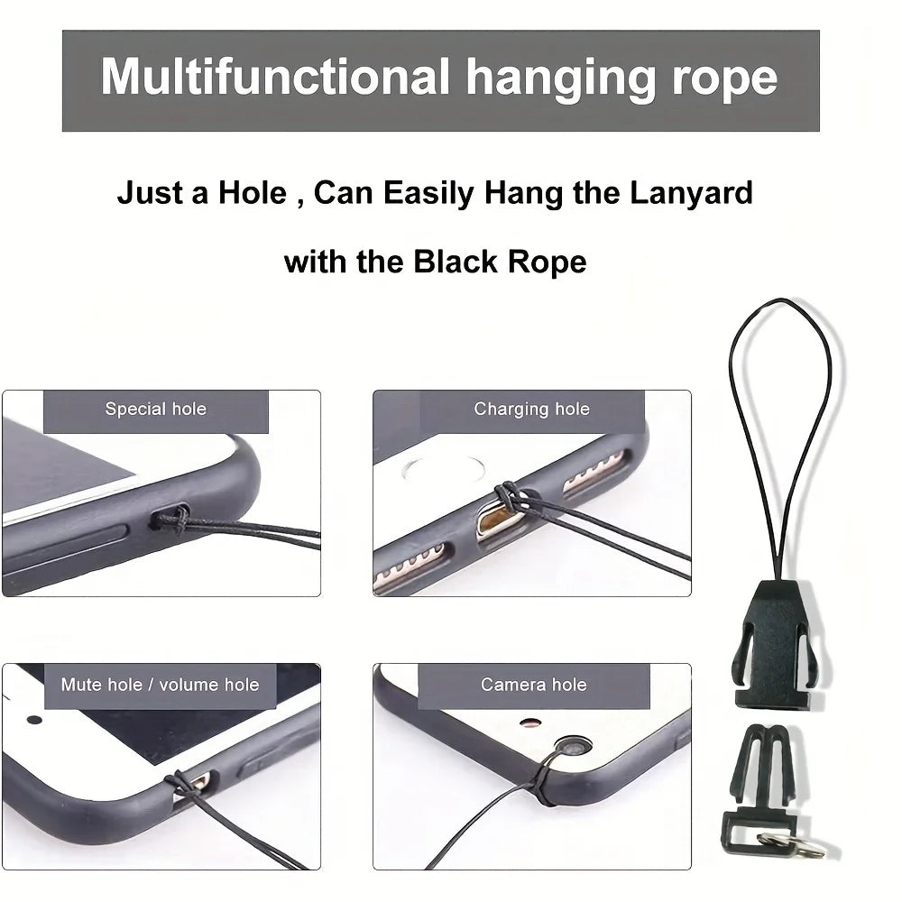 Mobile Phone Lanyard Fashion Black with Buckle Neck Strap Keychain Lanyard for ID Card Holder Keys Keychain Cell Phone Strap