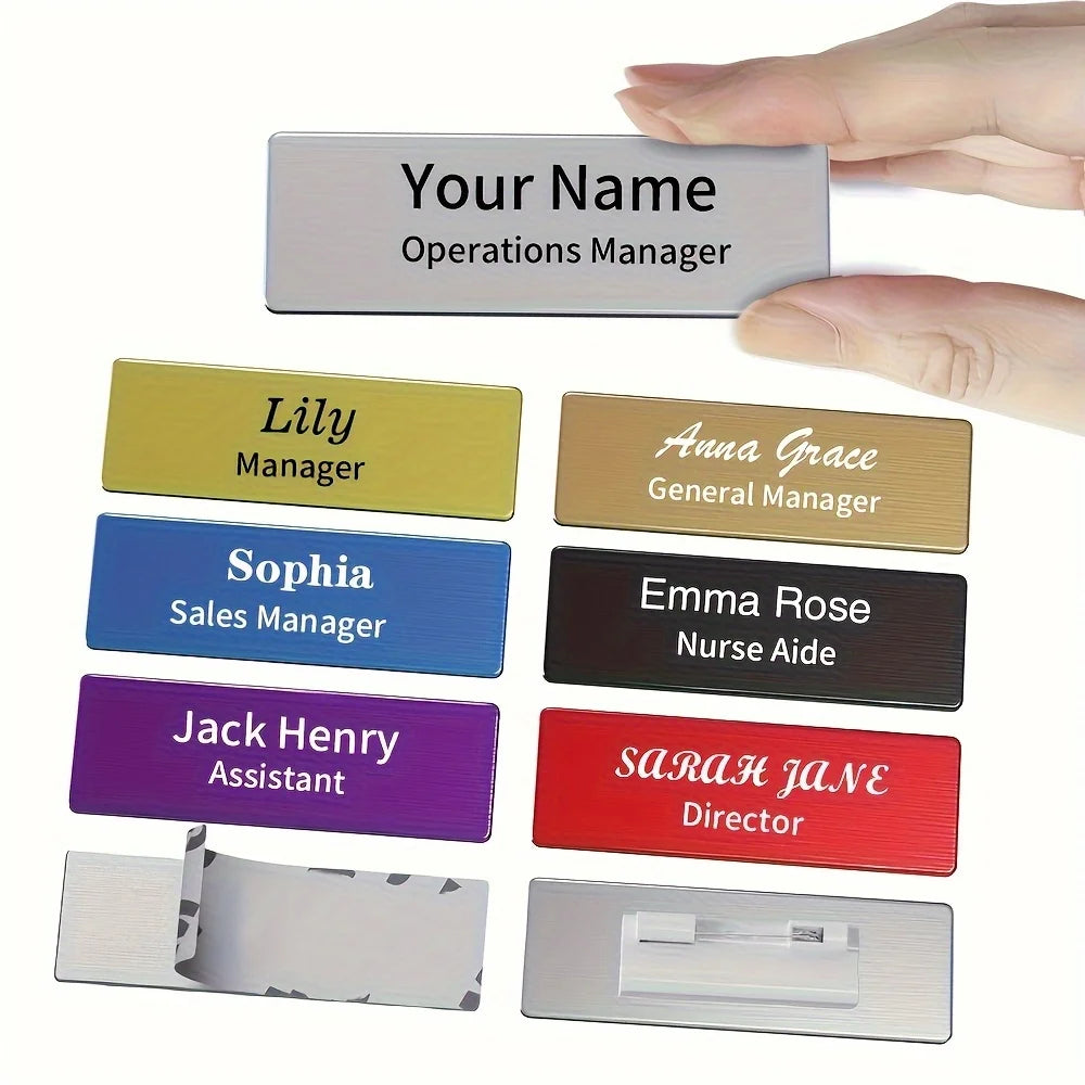 Customized Exclusive Name Badges Engraved Department Name Labels Personalized Metal Identity Cards tag Name Labels in Pin Style