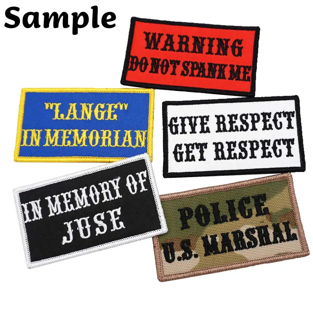 Custom 2 Lines Name Tags  Army Blood Number ID Badage Embroidered Patch with Merrow Border Hook Backing