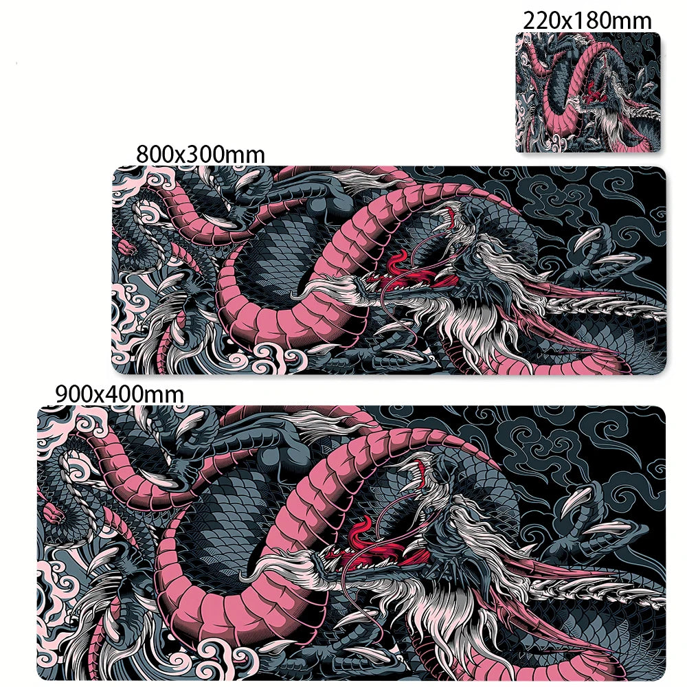 Black and White Dragon Large Mouse Mat Gaming Mousepad Big Rubber Base Mouse Pad Purple Deskpad Eyboard Mats Mousepads 400x900