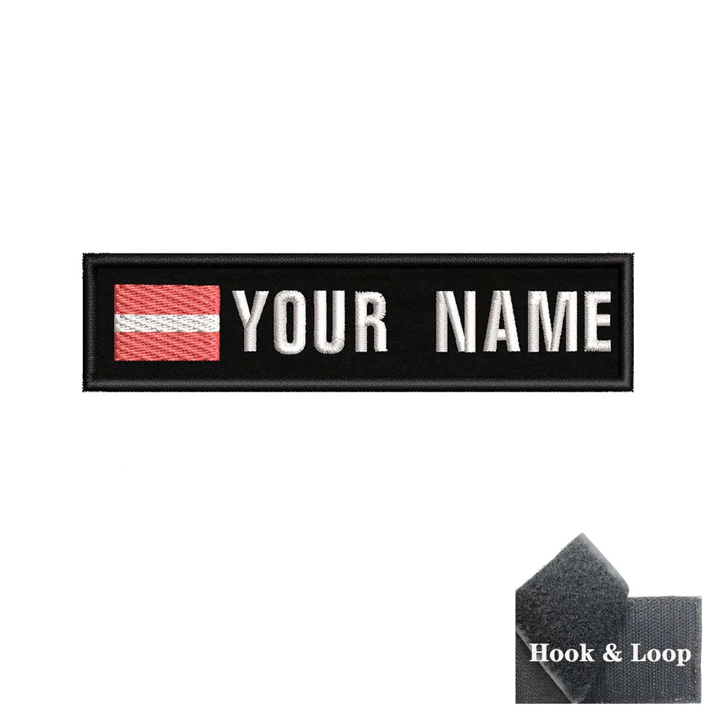 1PC 10cmX2.5cm Custom Name Flag Patch Stripes Badge Iron On Or Hook Loop Estonia Austria Bulgaria Hungary Romanian Ireland
