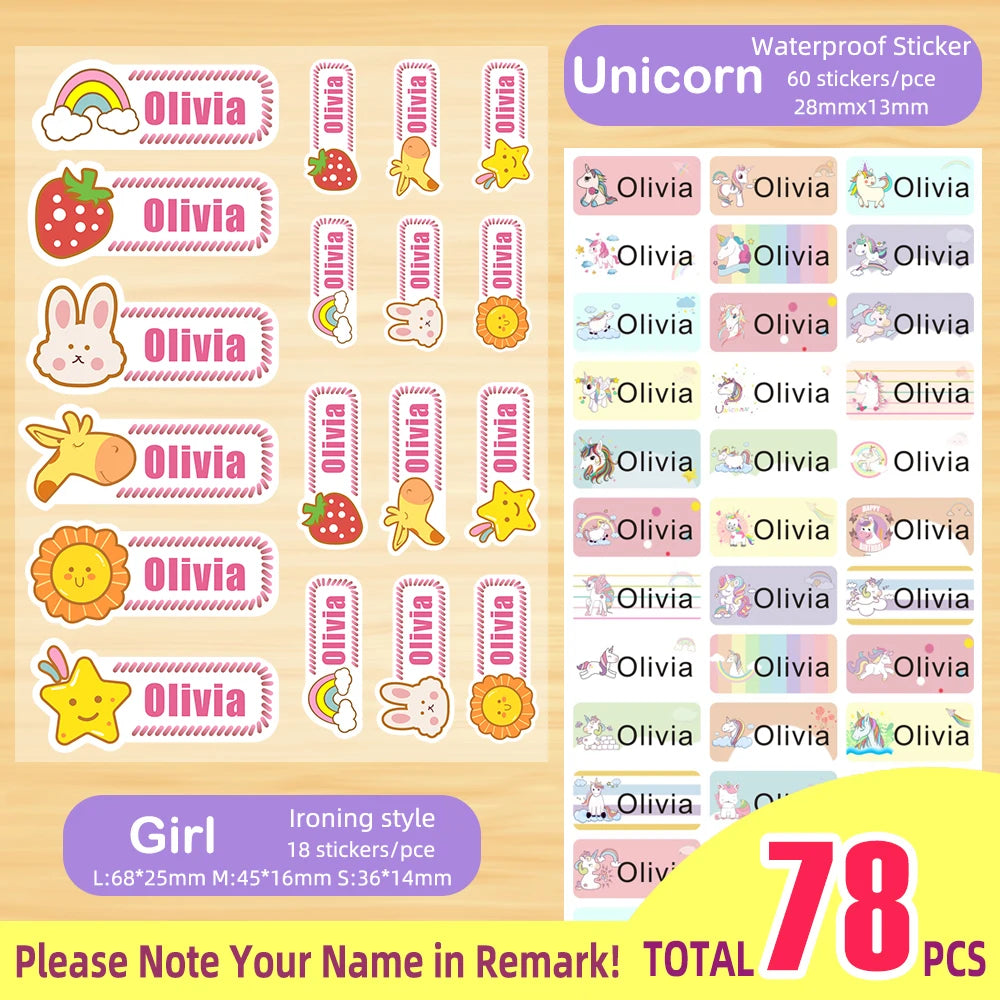 Custom Heat Transfers Name Sticker Personalized Washable Clothes Ironing Stickers Iron-on Labels Fabric Clothing Babysuit Tags