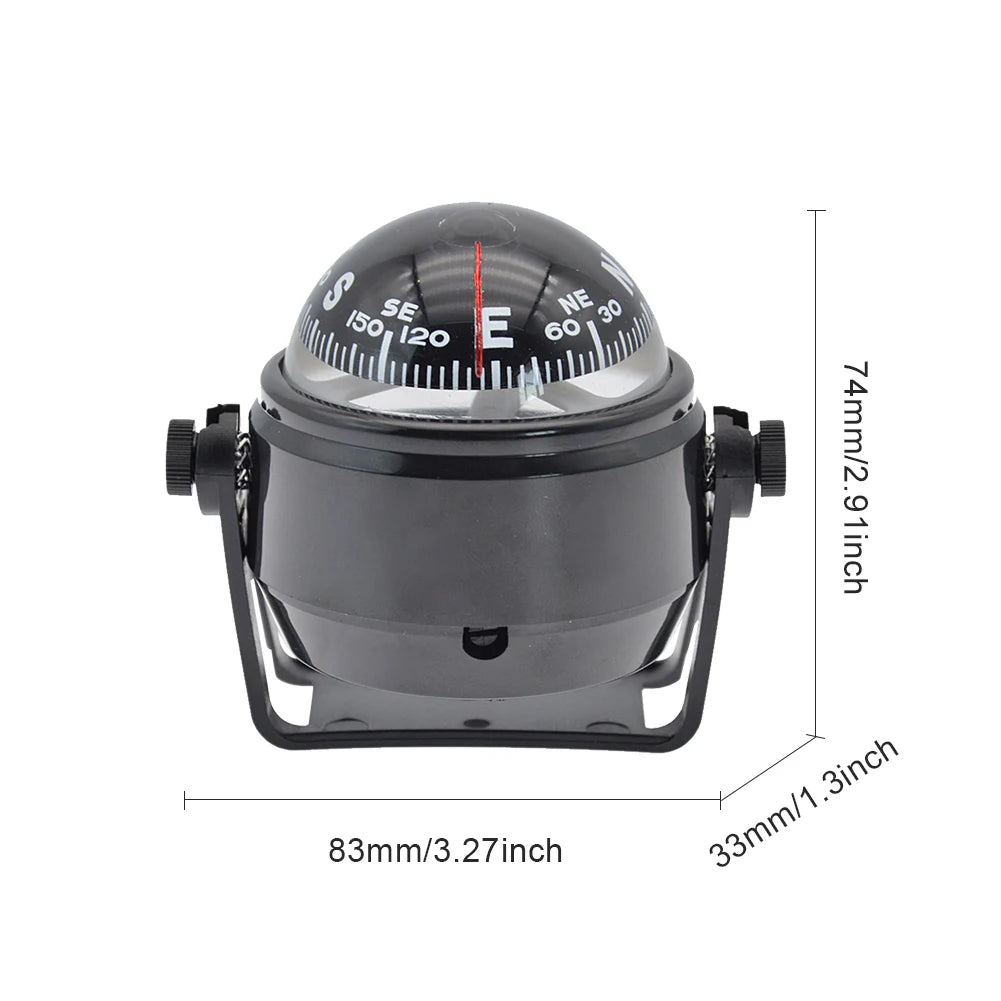 Ball Shaped Vehicle Navigation Car Compass with Dial Sea Pivoting Marine Boat Compass Splashproof Sea Marine Electronic Compass