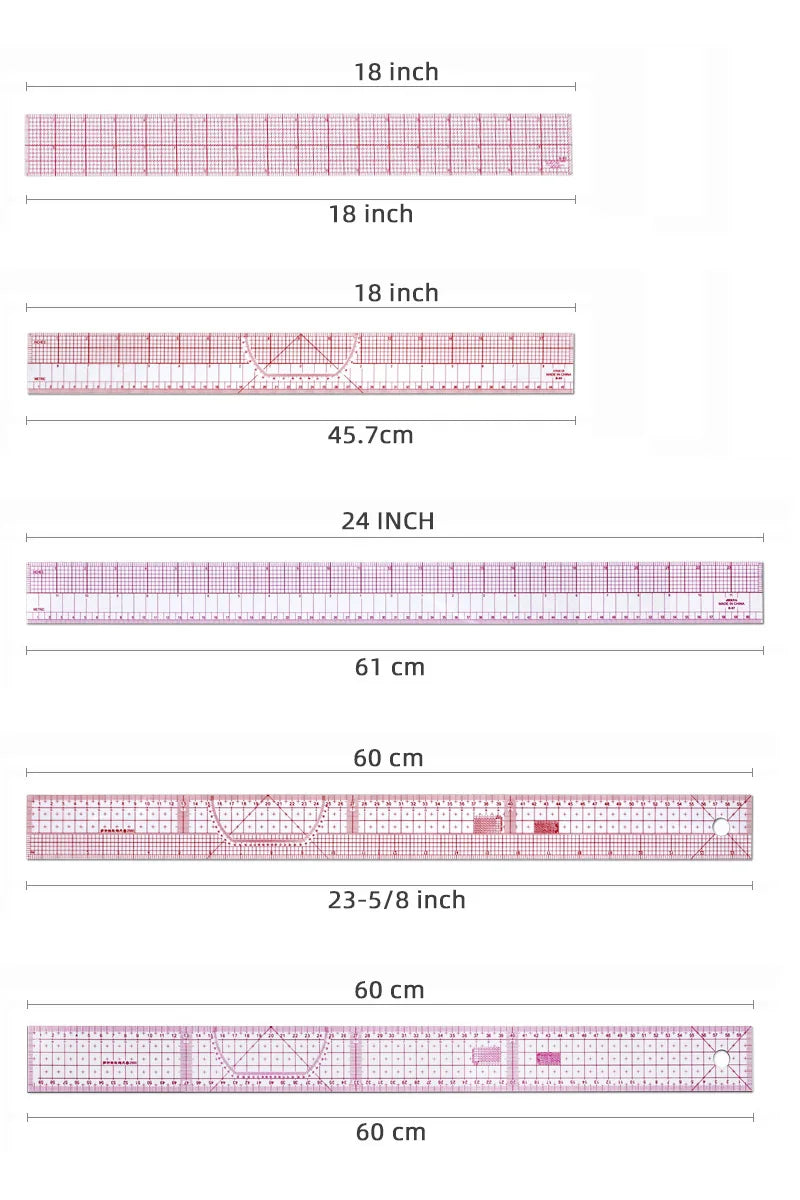 Empire sewing ruler and French curve, used for pattern making drafting, transparent plastic fashion designer ruler pieces assemb