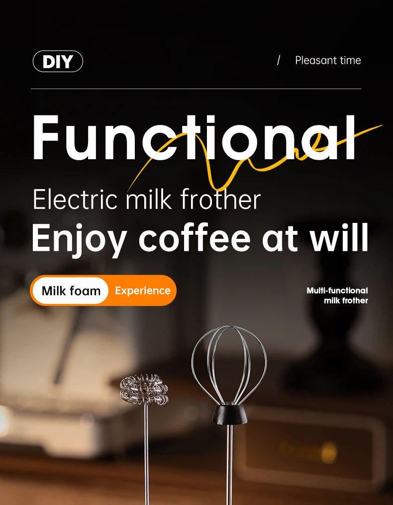 Electric egg beater, milk frother, coffee frother, handheld cordless whipper for egg whites, cream, and cakes, smart mixer.
