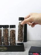 Coffee Beans Storage Container Glass Tube Bottle With Breathable Lid Wooden Display Rack Barista Accessories Coffeware Sets Gift