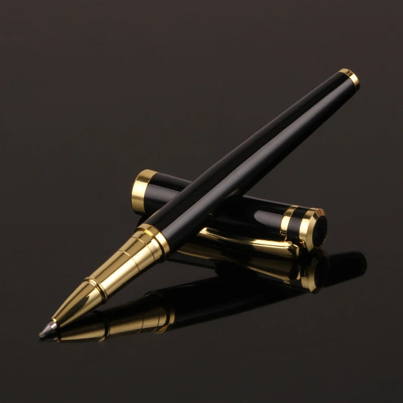 Luxury Metal Silver Black Signature Ballpoint Pens for Business Writing Office Supplies Stationery Customized Logo Name Gift