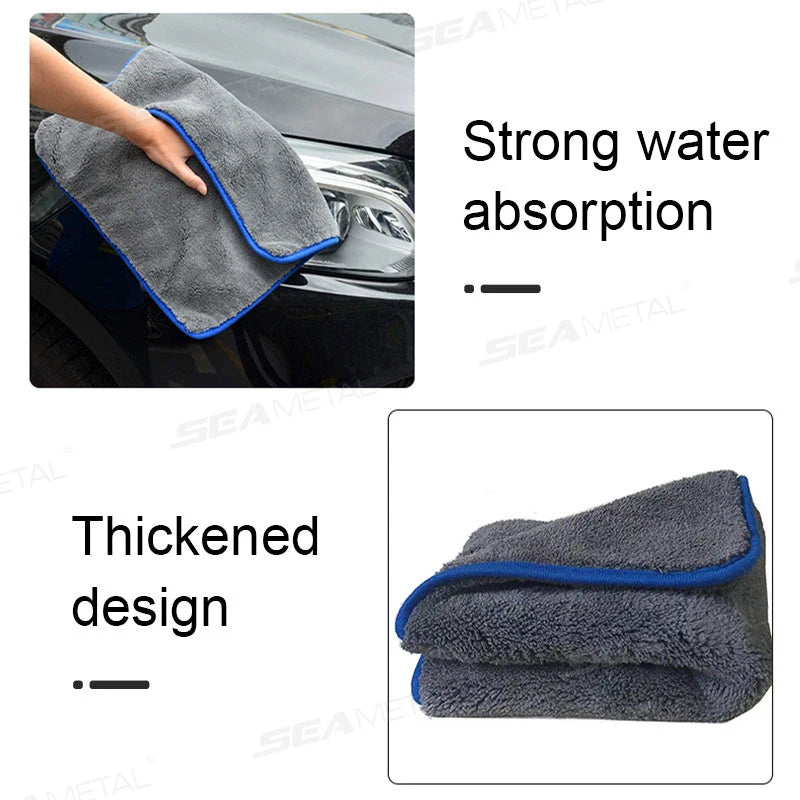 SEAMETAL Thicken Car Cleaning Towel 1200GSM Super-Absorption Microfiber Washing Towel Ultra-Soft Scratch-Free Car Drying Cloth