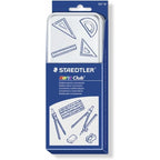 STAEDTLER 10-Piece Math Set with Metal Compass, 6" Ruler & Triangle Squares, 45° & 30/60° Set Squares, Alphabet Stencil Tool