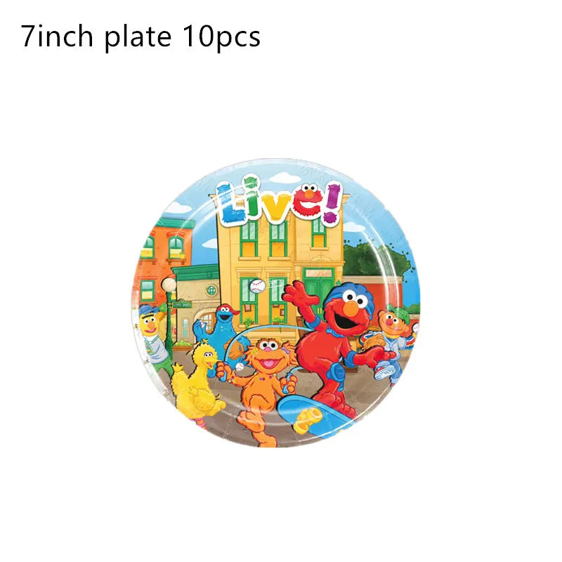 Cartoon Sesames Streets Birthday Party Supplies Kids Disposable Tableware Cup Plate Napkin Tablecloth Balloon Banner Decoration