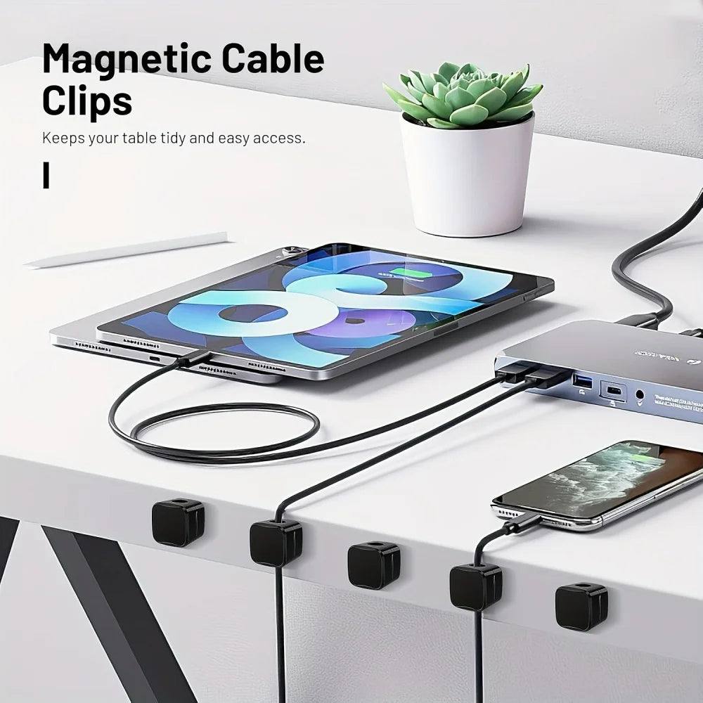 1/3/6/12PCS Magnetic Cable Clips Cable Adjustable Cord Holder Under Desk Cable Management Wire Keeper Cords Organizer Holder