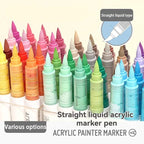 Languo Colors Acrylic Paint Art Marker Pen Set Black/White/Gold/Silver DIY Graffiti Drawing Pens for Writing Painting Stationery