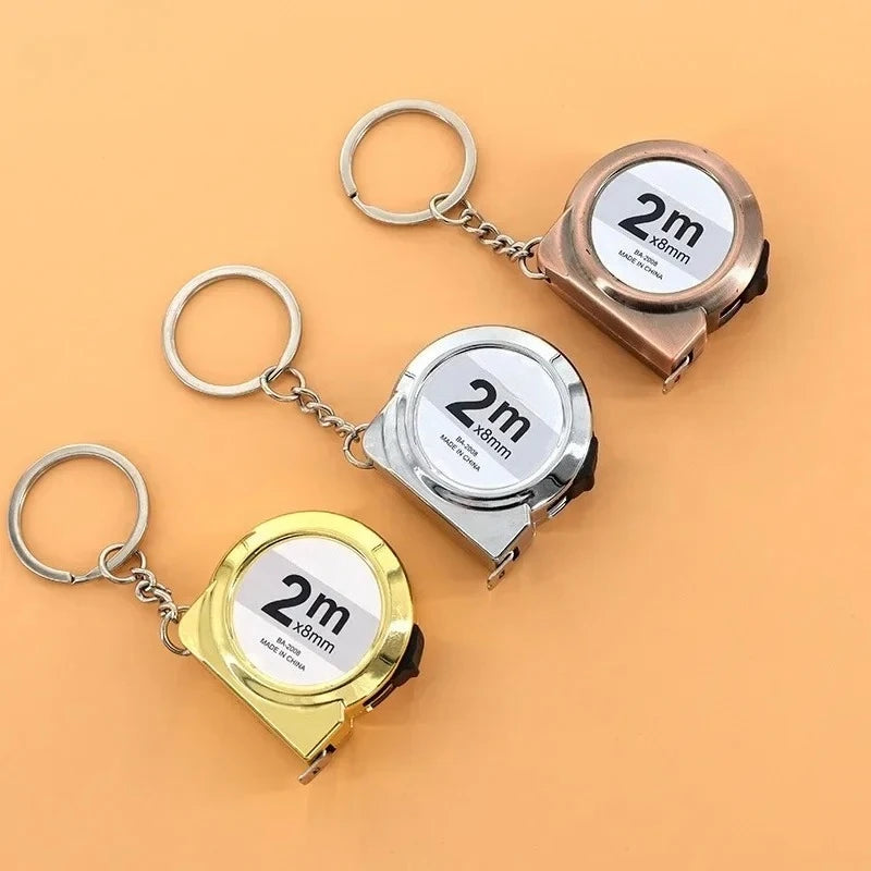 Portable Mini Tape Measure Retractable 2m Mild Steel Keychain Design Small Household Measuring Tool for DIY Crafting and Sewing