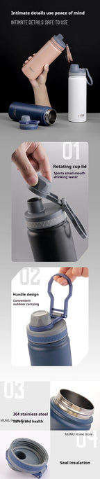 TYESO 600/750ML Thermos Bottle Stainless Steel Vacuum Flask Travel Cup Insulated Water Bottle Sport Thermal Mug Hot & Cold Mug