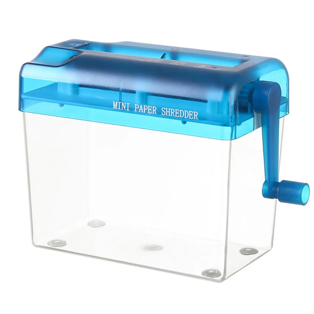 Professional Mini Manual Paper Shredder Hand Crank Non-slip Base Paper Sharper ABS Transparent Document Destroyer Office
