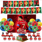 Football Player Theme Party Decoration Soccer Cr&7 Superstar Party Supplies Plate Cup Balloon Banner Paper Backdrop Party Gift