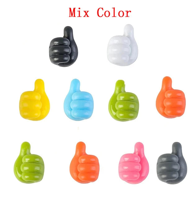 Silicone Thumb Wall Hook Cable Management Wire USB Organizer Clips Wall Hooks Hanger Storage Holder For Kitchen Bathroom Home