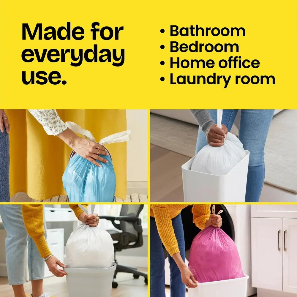 Quick‑Tie 2‑Pack Scented Small Trash Bags, 4 Gallon Capacity, Gain Original Fragrance, Drawstring Garbage Bags for Bathroom Kitchen Home Use, 20 Bags Each