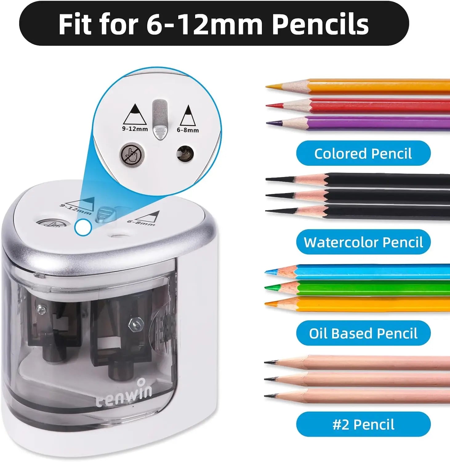 New Two-hole Electric Automatic Pencil Sharpener Switch Pencil Sharpener Home Office School Supplies Stationery Art