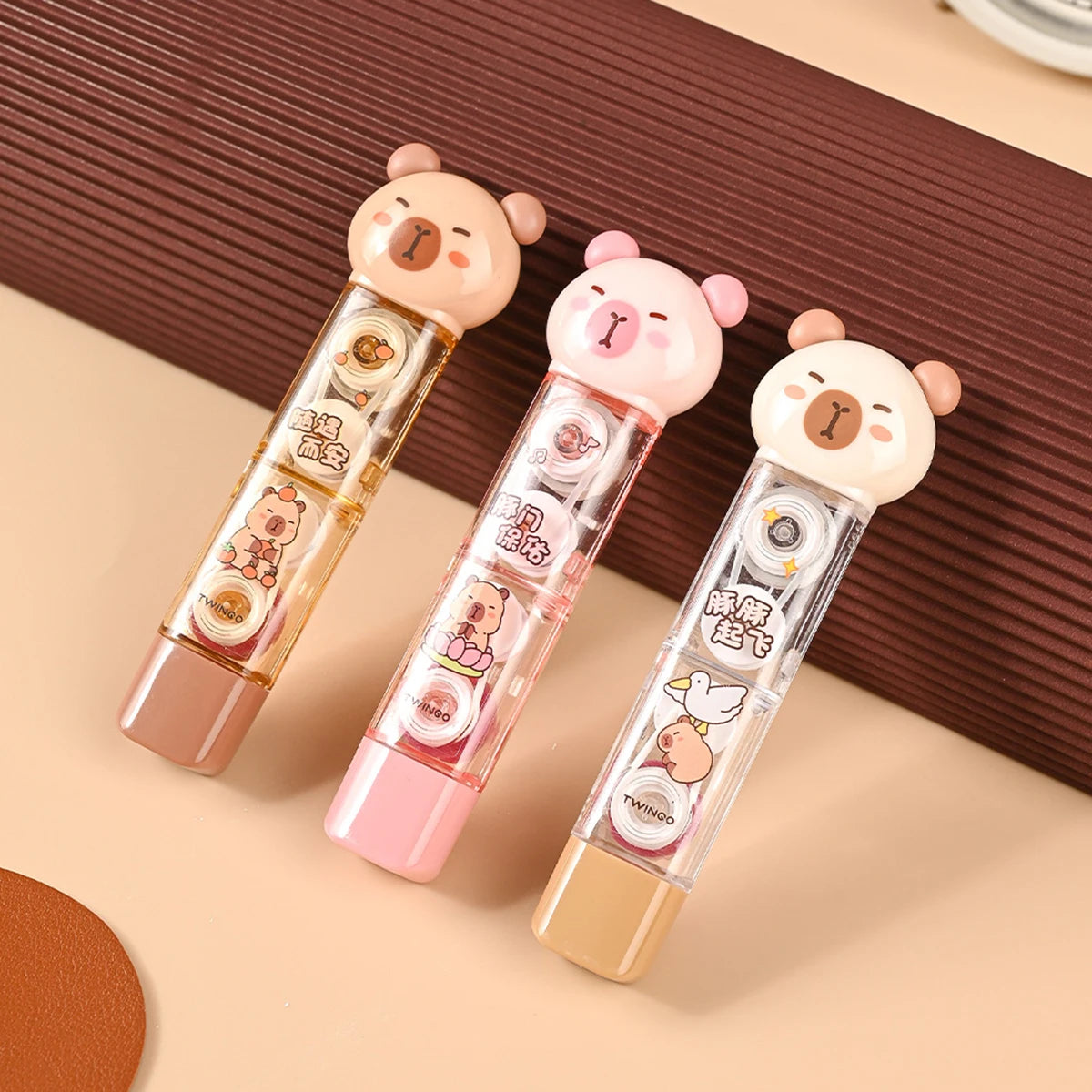 1pc Lovely Capybara Correction Tape, Creative Hand Holding Style Masking Dustproof Correction Tape Portable School Supplies