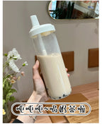 500/800ML Large-capacity Straw Cup, Food-grade Transparent PP Material,Portable Ins Style Water Cup, Juice Milk Tea Cup