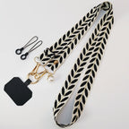 Adjustable Crossbody Long Mobile Phone Lanyard Wide Cloth Neckband Strap Rope Women's Pearl Hanging Ornaments Anti-Lost Lanyard