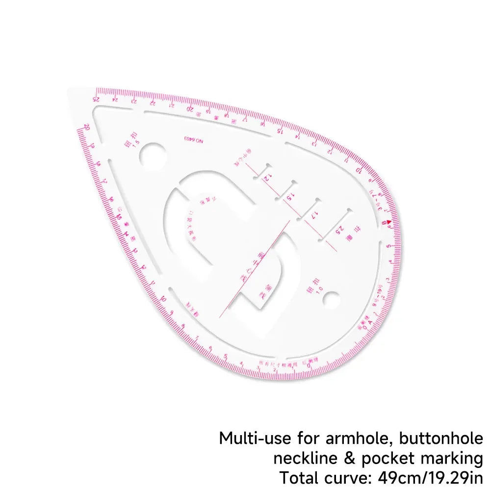 Clear Metric Flexible French Curve Ruler Practical Tailoring Template For Dressmaking Pattern Drafting DIY Sewing Projects