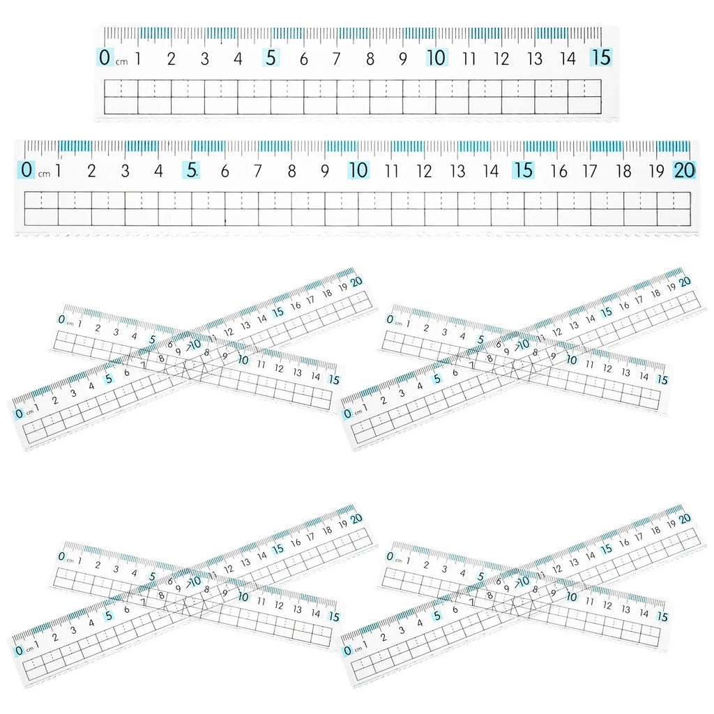 10Pcs Flexible Plastic Anti-Myopia Ruler School Clear Transparent Metric Ruler 15Cm 20Cm for Precise Drawing Classroom
