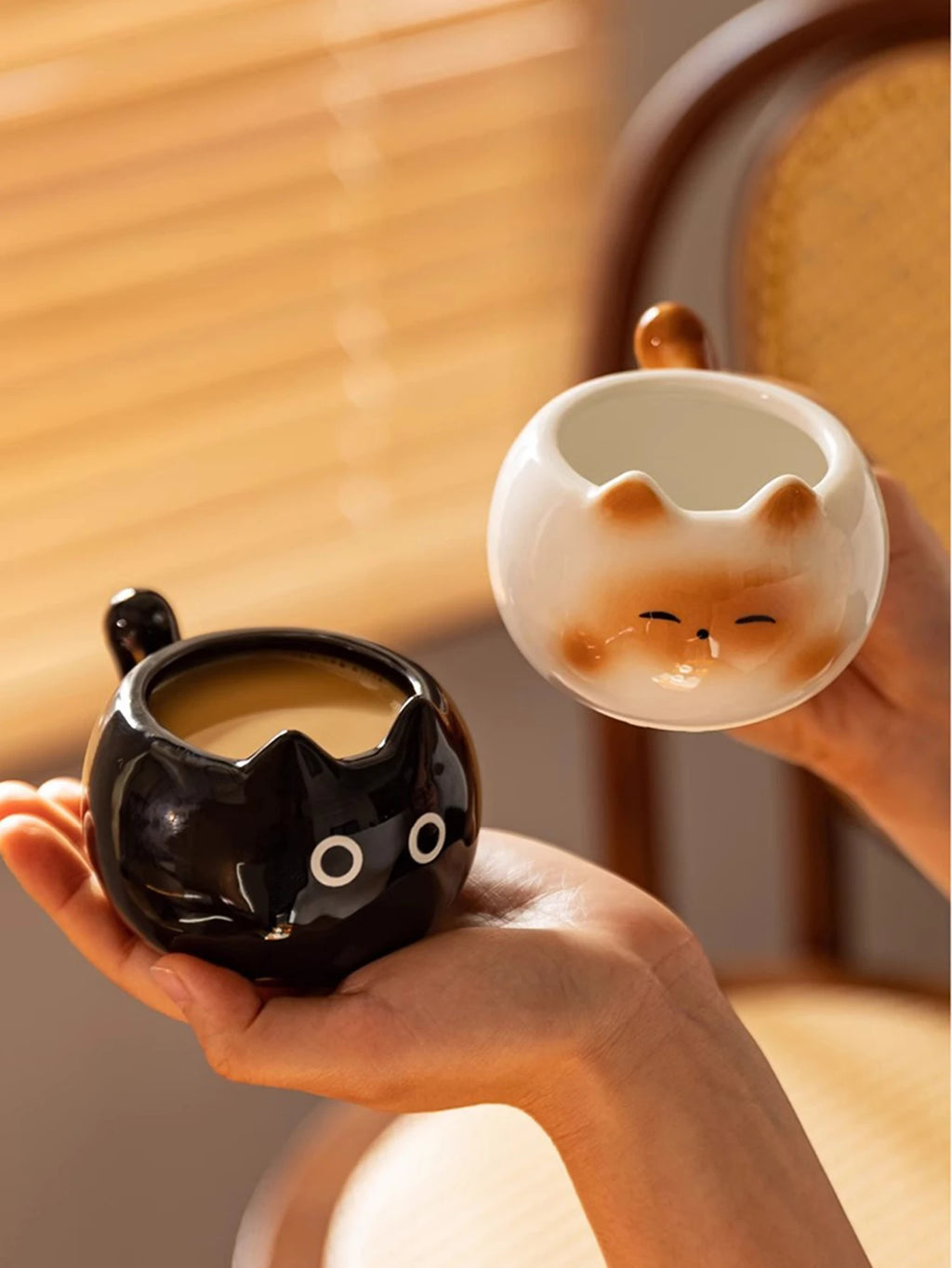 1Pc Siamese Cat Coffee Cup, Creative Cute Kitten Mug, High-Quality Exquisite Cup, Suitable for Coffee Shop Latte Art, Office, Living Room, Home, Bedroom Drinking Cup, Afternoon Tea Flower Tea Black Tea Cup, Gift