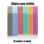 36-Pack Cat-Themed Erasable Gel Pens 6 Colors Refill Set, 0.5mm Fine Point, Heat Sensitive with Rubber Grip, Assorted Styles