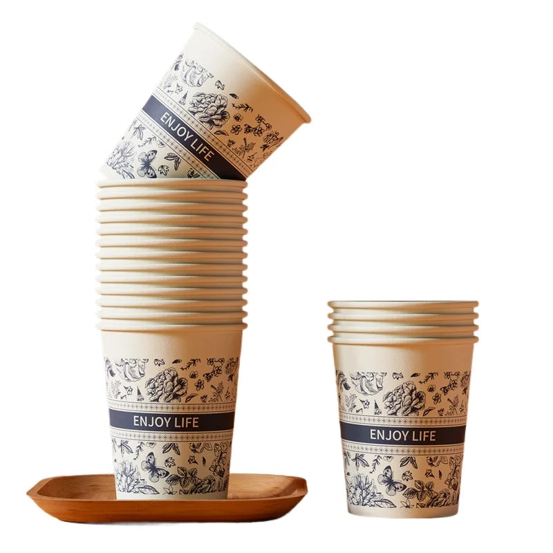 60pcs Disposable Paper Cups Thickened Food-grade High-temperature Coffee Cups Home Party Teacup Picnic Portable Water Cups