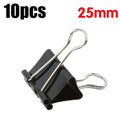 10-20pcs Paper Clip 19/25mm Foldback Metal Binder Clips Black Grip Clamps Office School Stationery Paper Document Clips