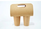 50pcs Disposable Milk Tea Handheld Cup Holder Thick Kraft Paper Takeaway Portable Package Creative Coffee Paper Cup Handle