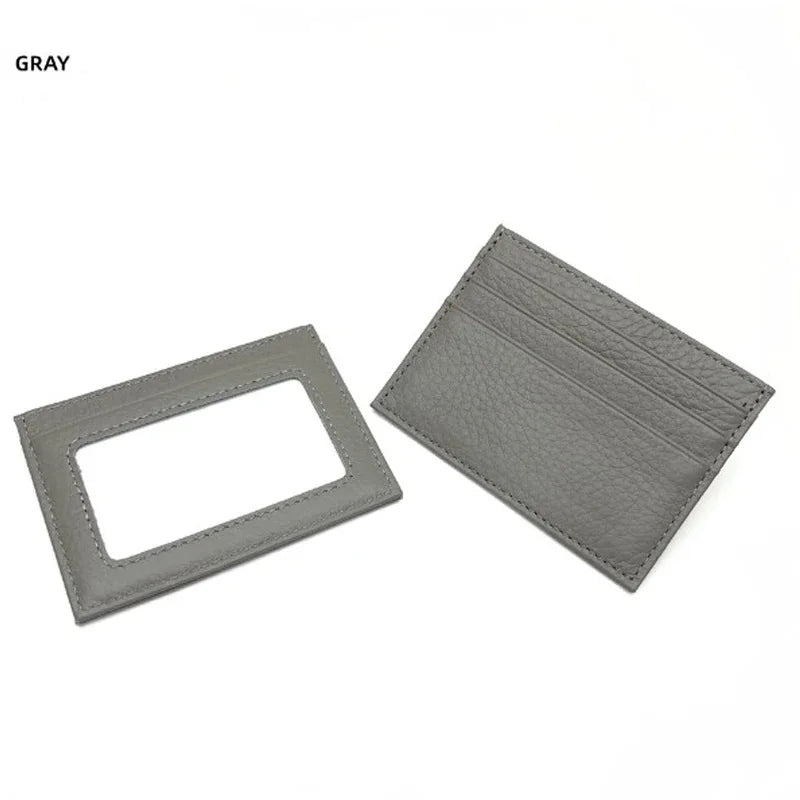Genuine Leather Card Holder Slim Business Card ID Holder Credit Card Case Thin Small Wallet for Men Cardholder Sticker Black