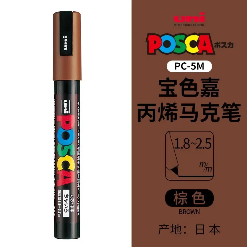 uni POSCA POP Water-Based Marker,Assorted Colors PC-1M/3M/5M 0.7~2.5mm Tips Professional Acrylic Paint Pen for Artists&Designers
