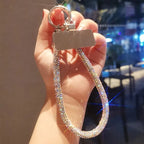 Luxury Full Diamond Phone Lanyard with Metal Clip Universal Short Chain Handheld Wrist Flash Accessory for Mobile Phones