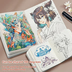 Borrence 58Sheets Drawing Notebook Sketchbook Handheld 230g Portable Watercolor Paper Coloring Book Oil Paint Gouache Notepad