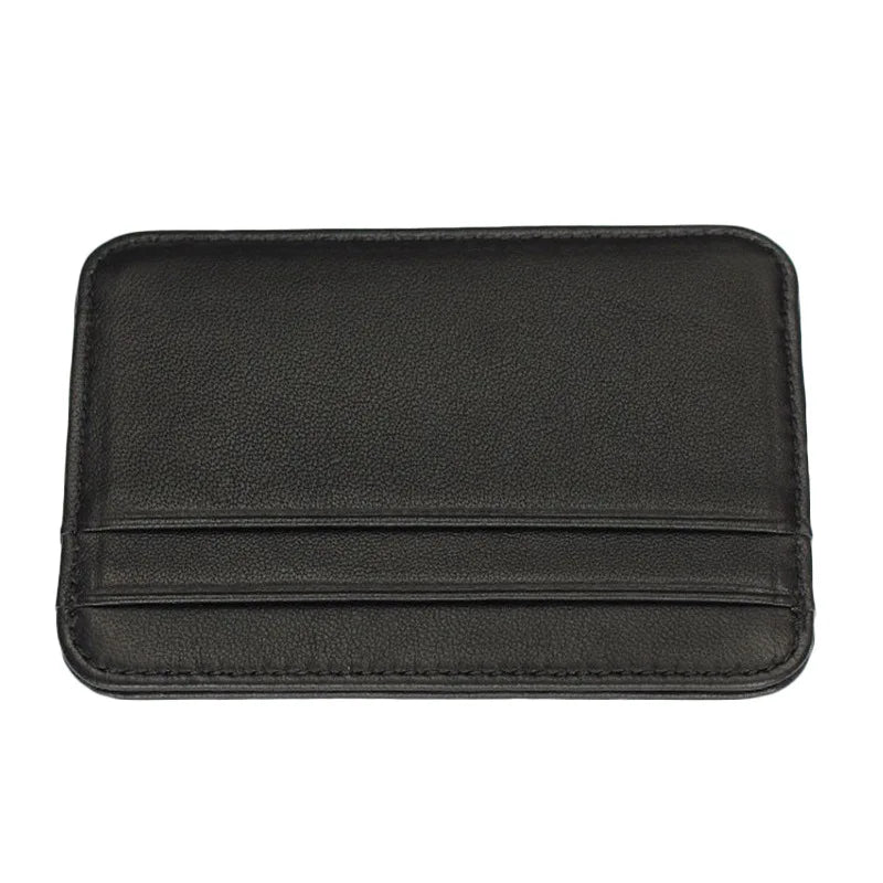 Genuine Leather Card Holder Slim Business Card ID Holder Credit Card Case Thin Small Wallet for Men Cardholder Sticker Black