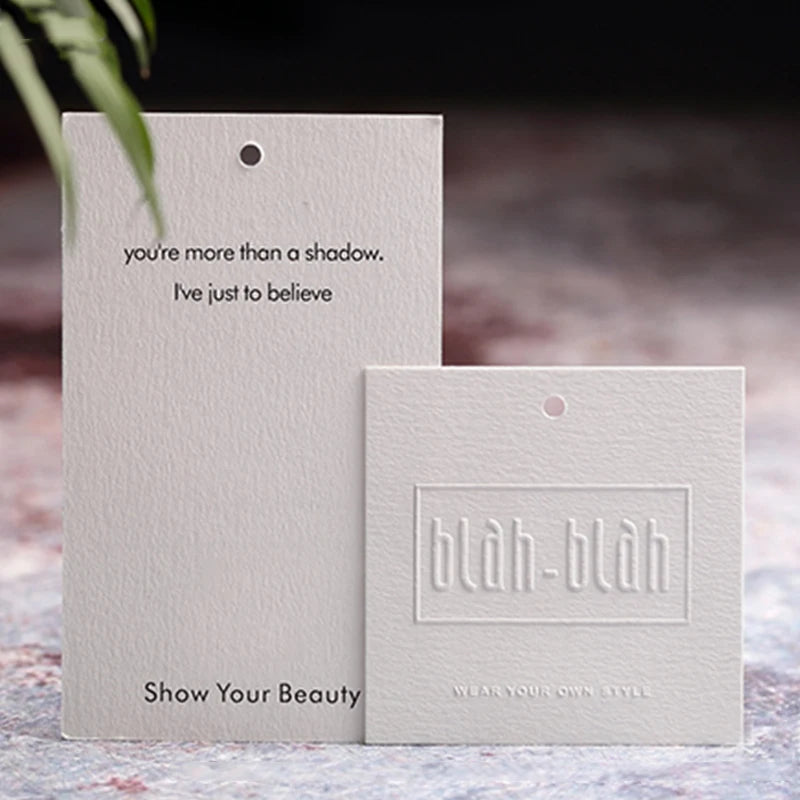 Special Paper Bump Printing Fashion Embossed Letter Tag Women's Clothing Personality Design Custom Factory Direct Sales