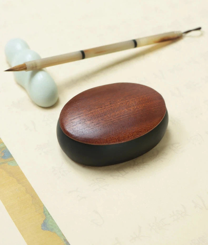 She Inkstone with Lid Antique Chinese Ink Stone for Calligraphy Writing and Traditional Painting Practice Natural Rock Inkstone