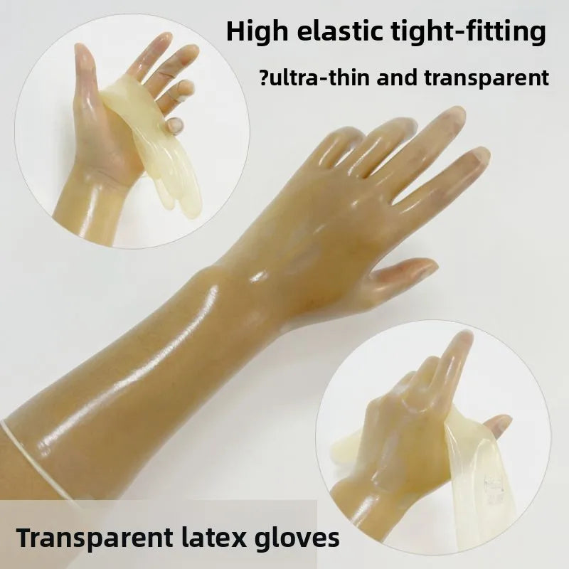 Latex Gloves Ultra Thin Transparent Glossy Shiny Waterproof Stretchy Smooth Intimate Use Couples Lifestyle Daily Hand Supplies