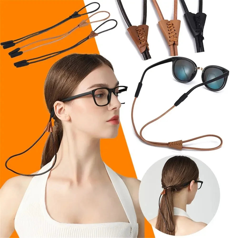 Adjustable Eyewear Rope Leather String Holder Sunglasses Chain Eyeglass Lanyard Anti Lost Glasses Strap Sports Accessories
