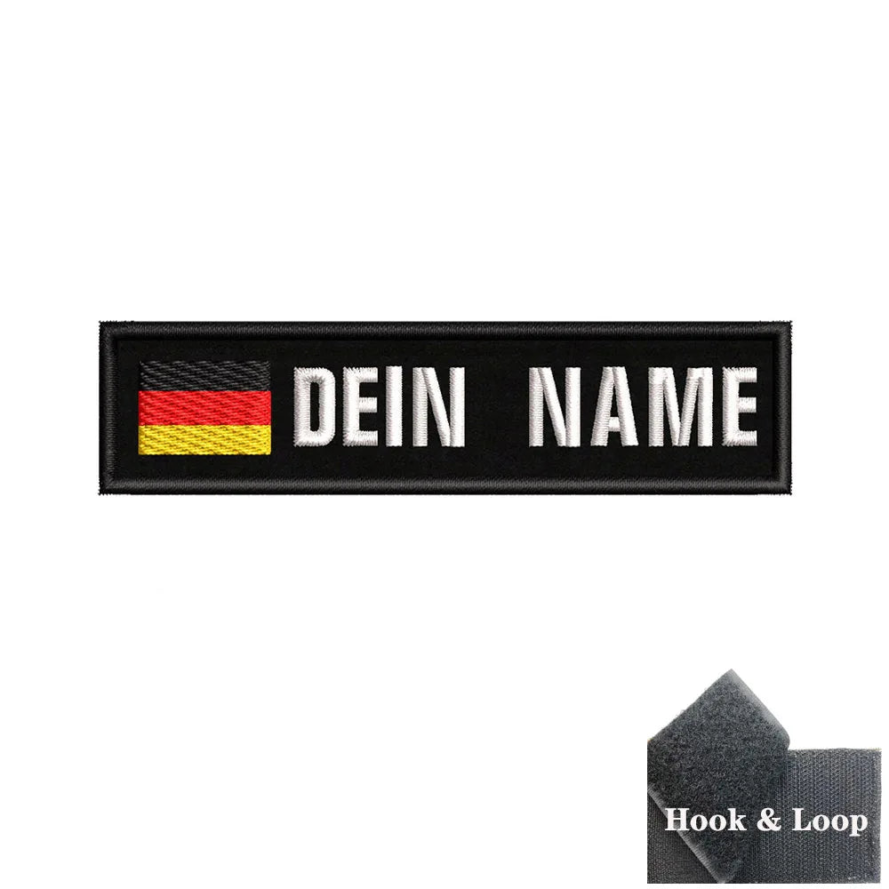 1PC 10cmX2.5cm Custom Name Flag Patch Stripes Badge Iron On Or Hook Loop Armband Germany Luxembourg Armenia Serbia Singapore