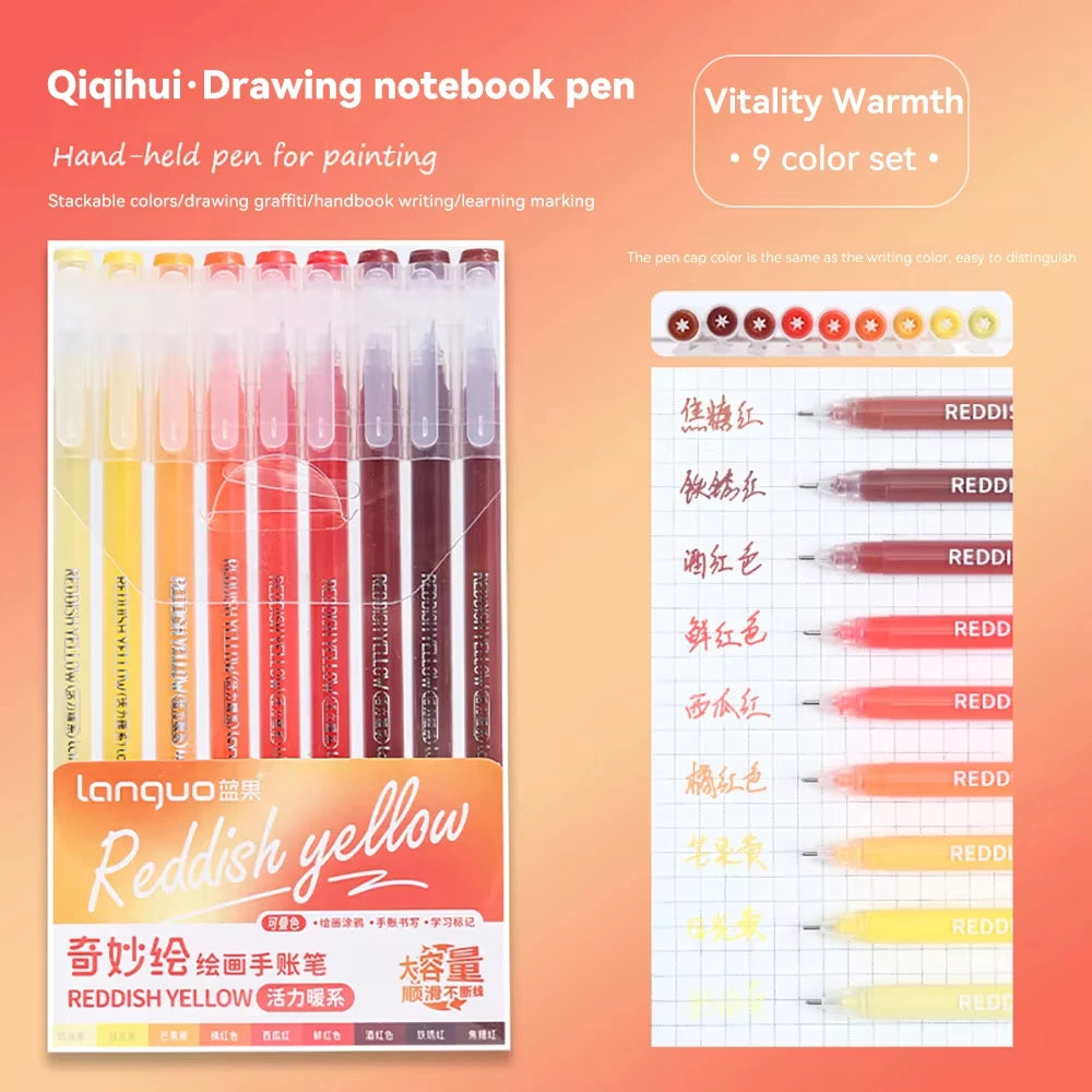 Languo 207/180/27/9 colors Multi-Color Handbook Pen 0.5mm Morandi Color Gel Pen Student Writing Painting Drawing Marker Pens Set