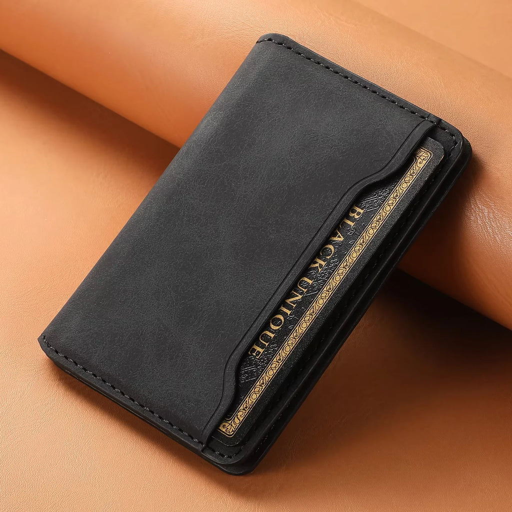 HOMEFISH Artificial leather credit card magnetic elastic wallet(3 card slot)with strong magnetic accessories ID card clip wallet
