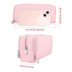 Large Capacity Pencil Case 3 Compartment Multifunctional Pen Bag for Girls Boy School Student Office Stationery Organizer