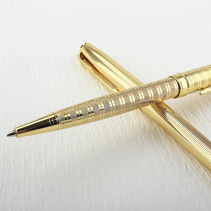 Luxury Metal Rollerball Pen 0.7mm Blue Ink Steel Gold Business Signature Pens for School Office Writing Supplies Stationery